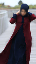 Load image into Gallery viewer, Annah Navy and Burgundy Layered Abaya
