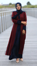 Load image into Gallery viewer, Annah Navy and Burgundy Layered Abaya
