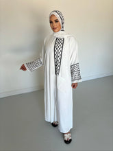 Load image into Gallery viewer, Olive Palestinian Abaya -White and Black - U.A.E
