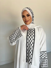 Load image into Gallery viewer, Olive Palestinian Abaya -White and Black - U.A.E
