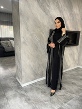 Load image into Gallery viewer, Samia Embroidered Abaya Set- Black
