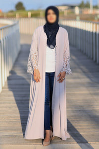 ANSA Pale Lilac Lace Kimono