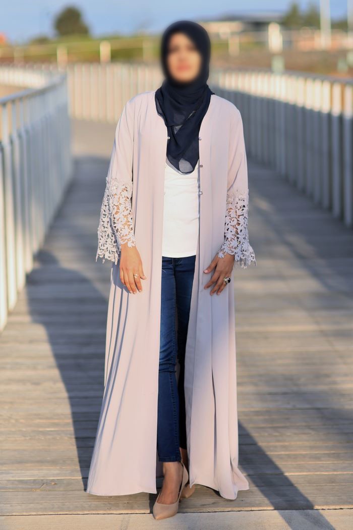 ANSA Pale Lilac Lace Kimono